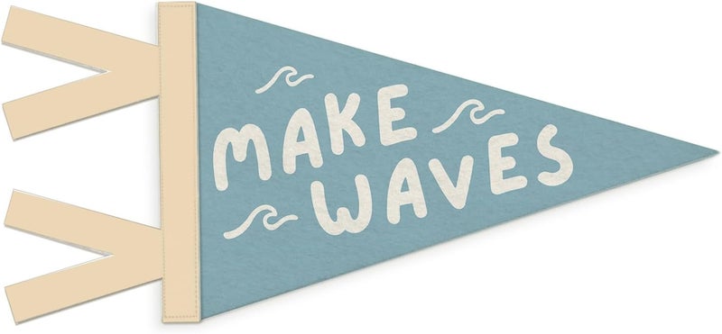 SJDFCSA Coastal Room Decor, Make Waves Wall Hanging Pennant Flag Banner, Blue Nautical Coastal Beach Wall Decorations for Kids Room Bedroom Nursery Playroom Beach House Decor - Image 1